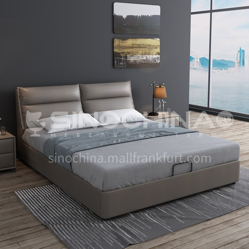 MY-812- Nordic Italian style, pine wood frame, high quality sponge, solid wood row skeleton leather bed